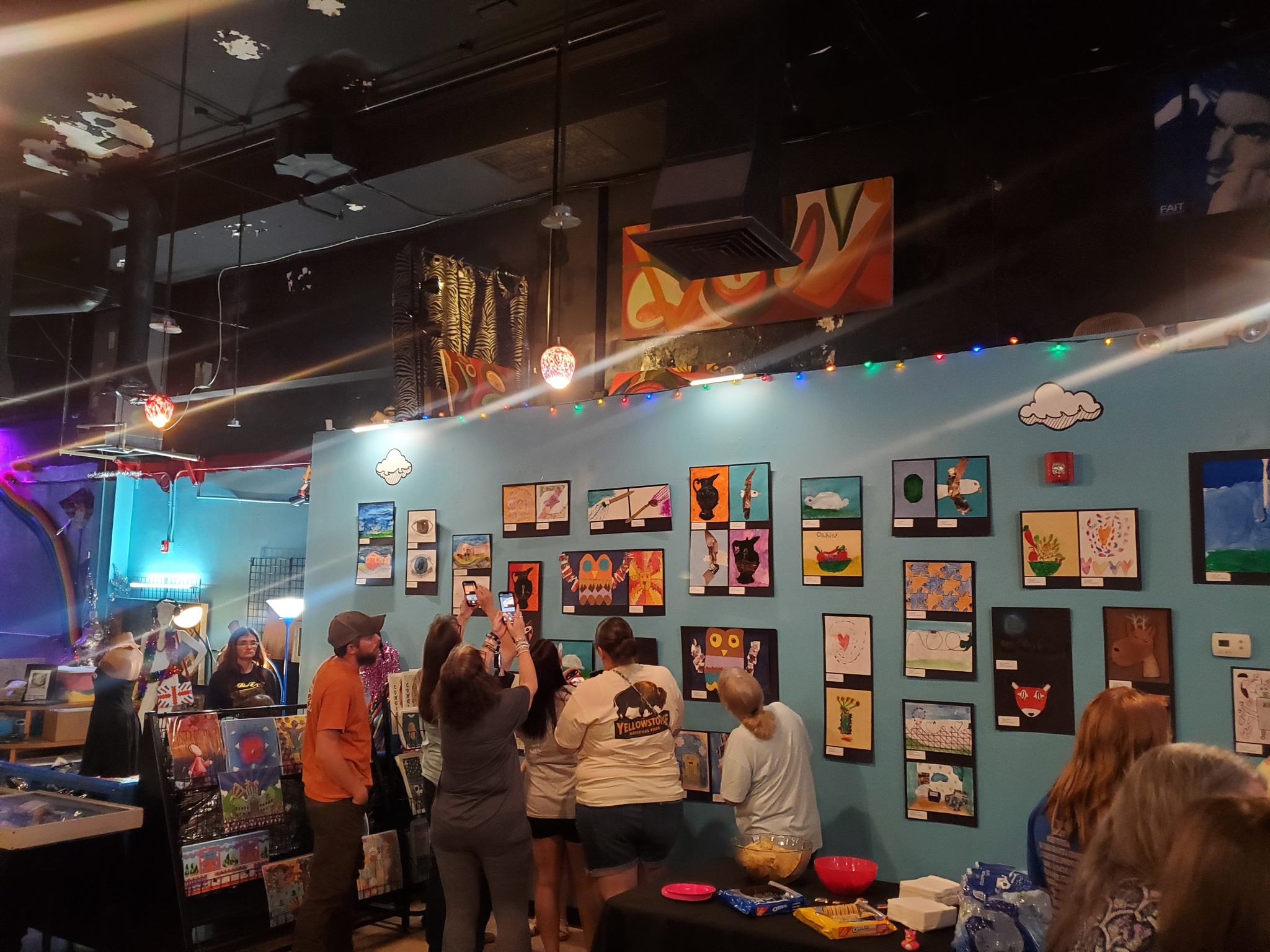 Art show on the gallery wall at Morgantown Art Party