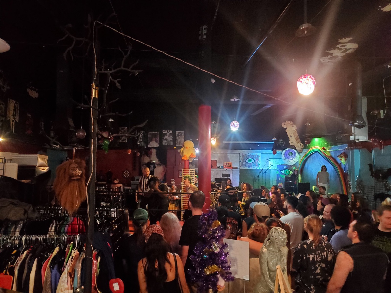 Crowd packed in for the flea market and stage