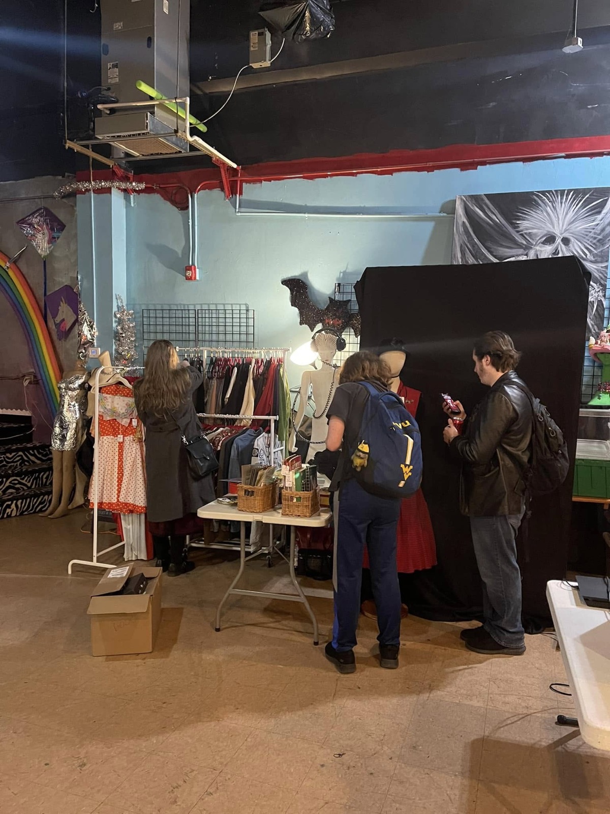 Vintage vendors set up at the flea market